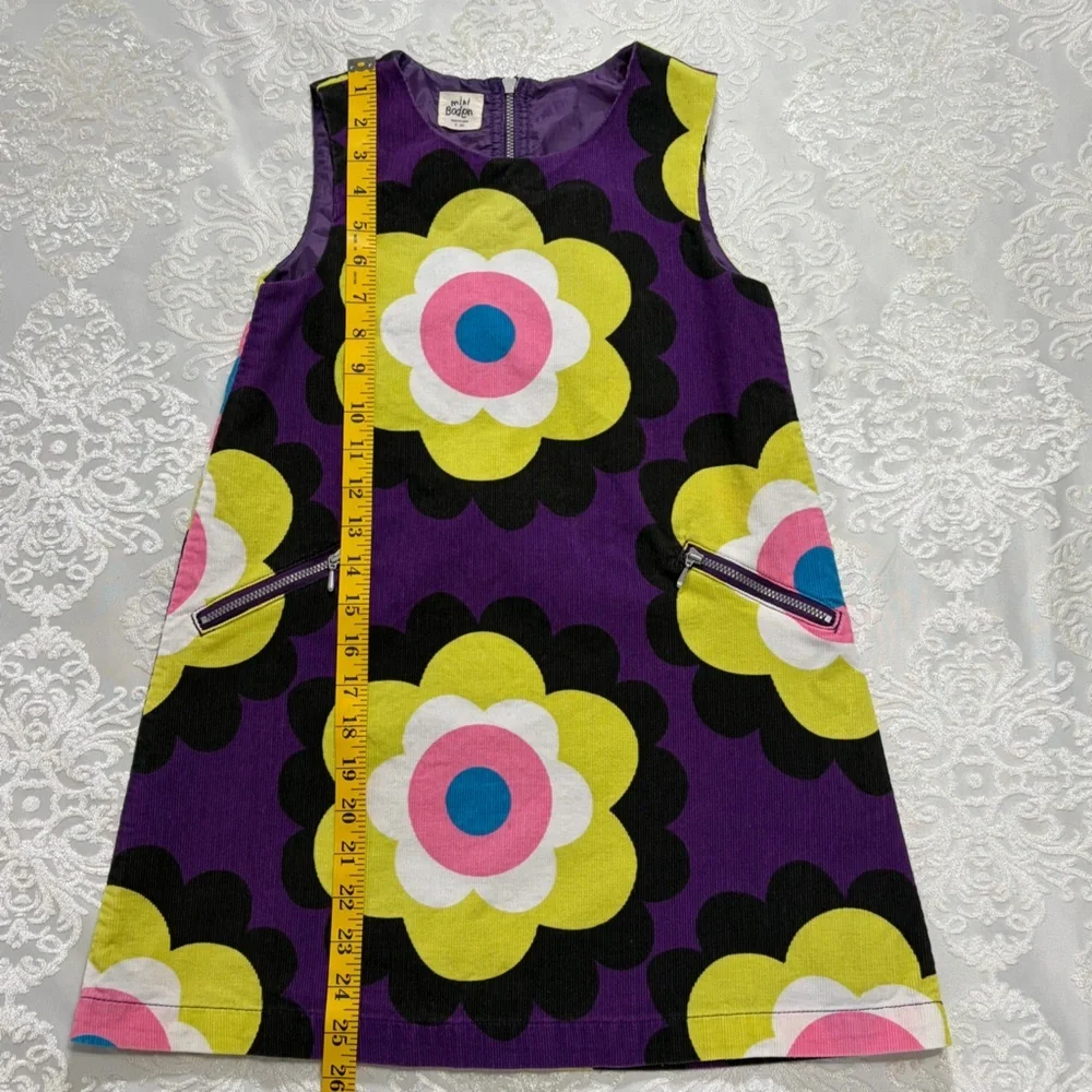 Mini Boden Retro Corduroy Sleeveless Dress 70s Style Size 7-8 Years